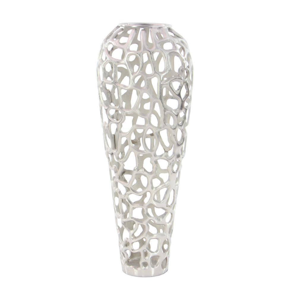 Elegant Silver Coral Aluminum Floor Vase 12" x 33"