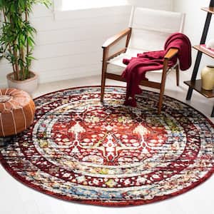Amsterdam Red 7 ft. x 7 ft. Border Round Area Rug