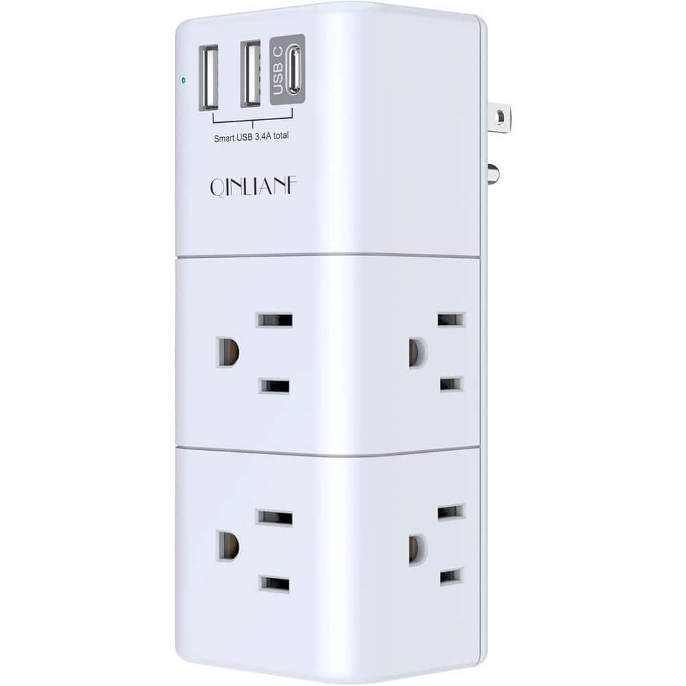 6-Outlet Extender Surge Protector with Rotating Plug, 3-Sided Swivel and US