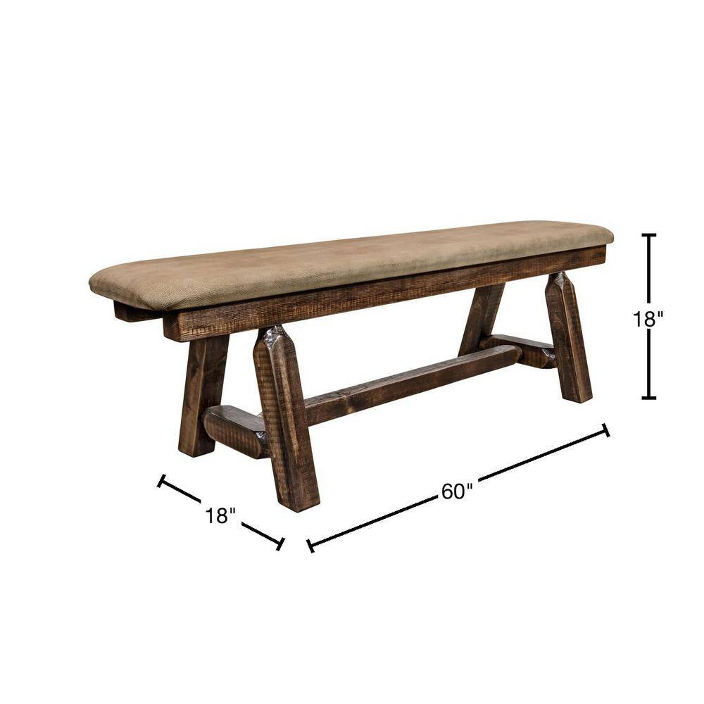 Homestead Rustic Buckskin Upholstered 5ft Plank Bench