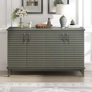 Retro-style Antique Gray MDF Top 60 in. Sideboard with 4 Door, Adjustable Shelves and Metal Handles