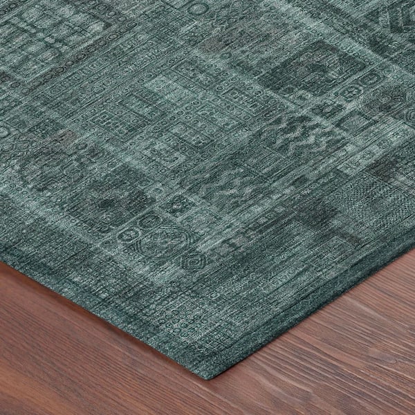 Chantille Machine Washable Indoor/Outdoor Abstract ACN2805 Teal 8 ft. x 10 ft. Area Rug