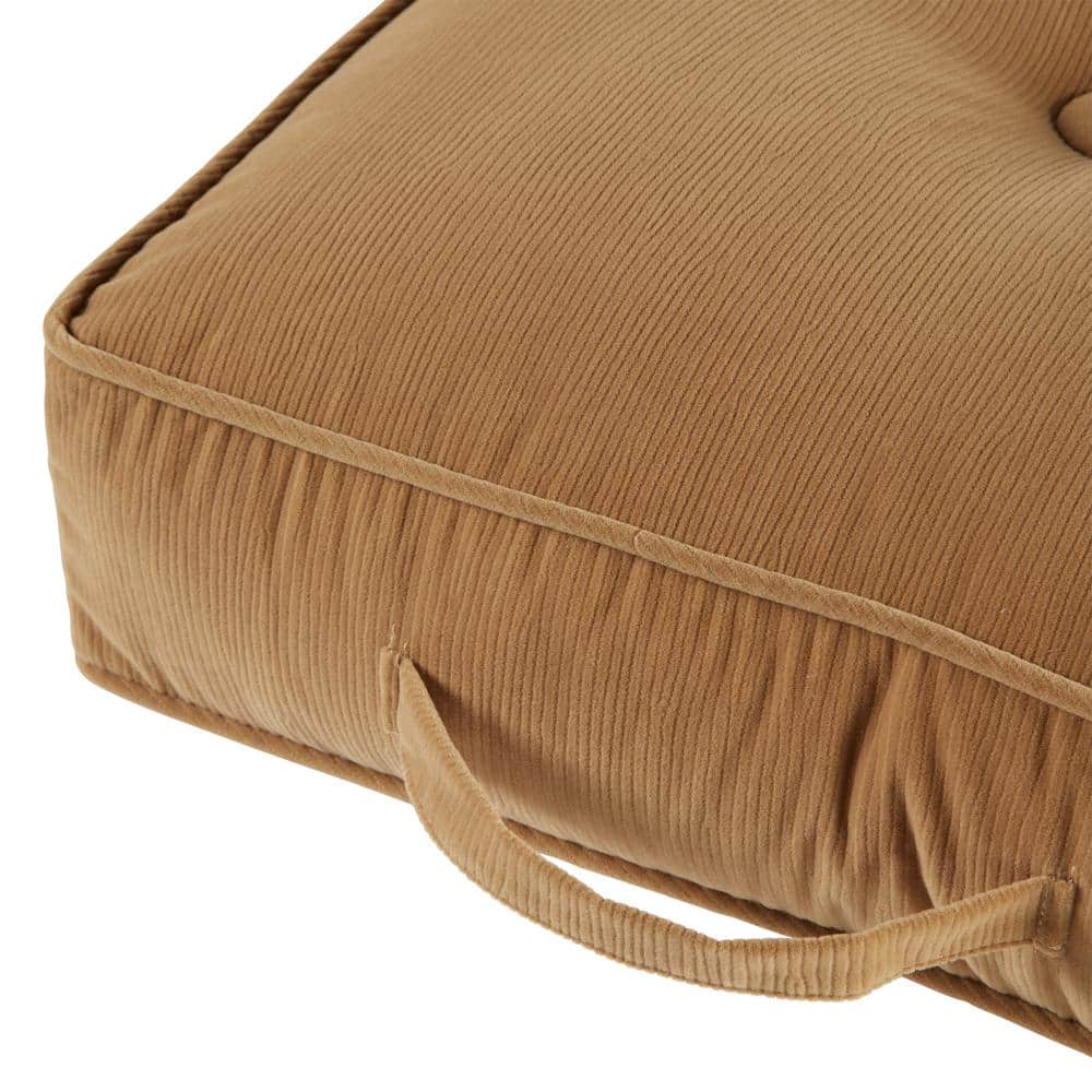 Omaha Buff Microfiber 21" Square Overstuffed Floor Cushion