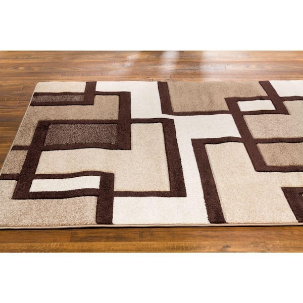 Ruby Imagination Squares 2 ft. x 3 ft. Modern Geometric Squares Cream Area Rug