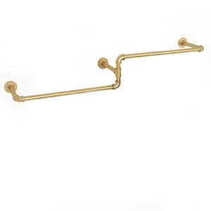 Gold Iron Clothes Rack Hanging Rod Wall Mounted Pipe Garment Rack 71 in. W x 7.5 in. H