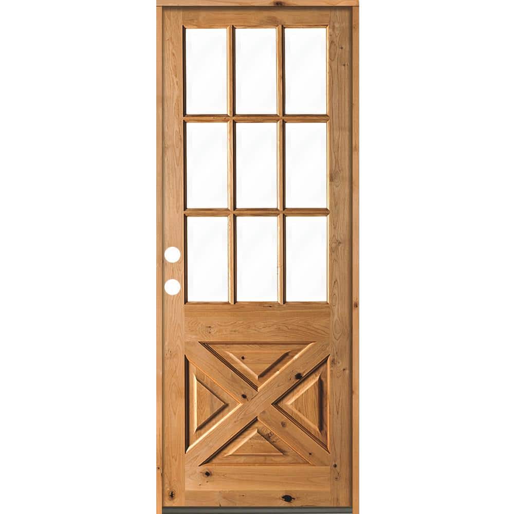 32 in. x 96 in. Knotty Alder Right-Hand/Inswing X-Panel 1/2 Lite Clear Glass Clear Stain Wood Prehung Front Door price history on PriceWatchPro