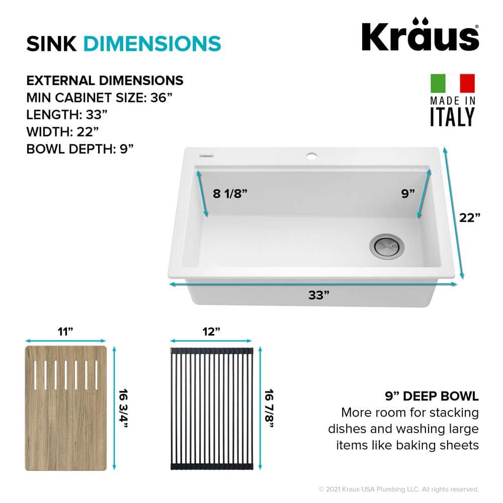 White Granite Composite Single Bowl Kitchen Sink with Accessories
