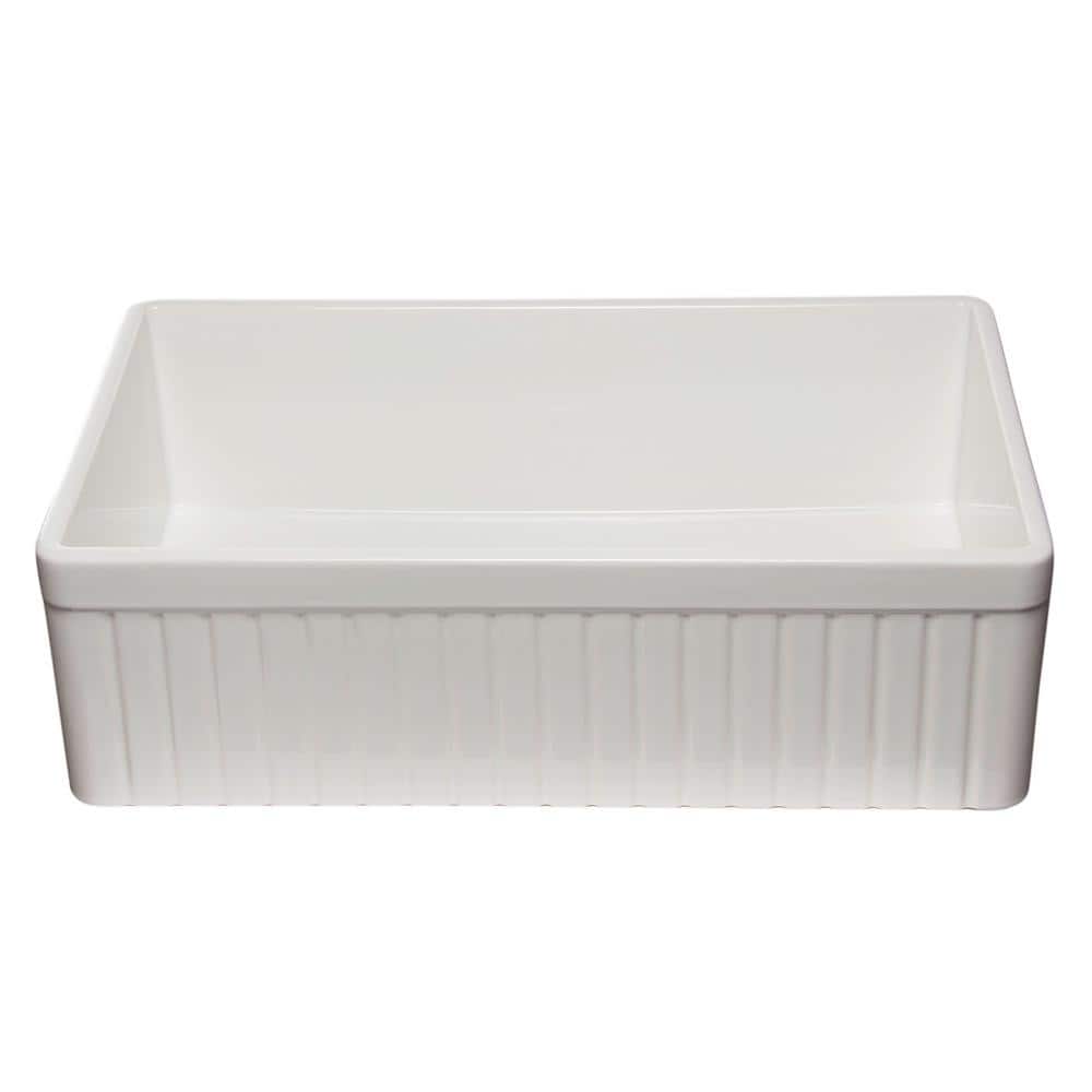 33'' White Fireclay Single Bowl Farmhouse Sink