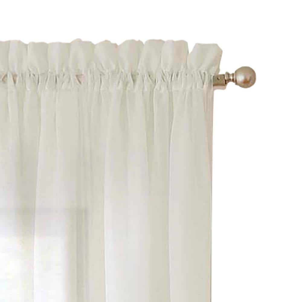 Ivory Sheer Cotton Polyester Rod Pocket Window Drapes, 59 x 84 in