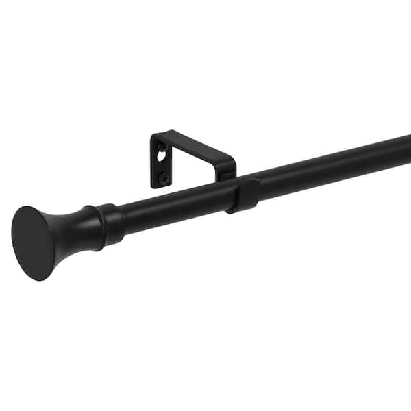 36 in. - 66 in. Telescoping 3/4 in. Curtain Rod Kit in Matt Black with Trumpet Finial