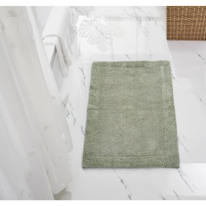 Edge Collection 24 in. x 40 in. Green 100% Cotton Rectangle Bath Rug