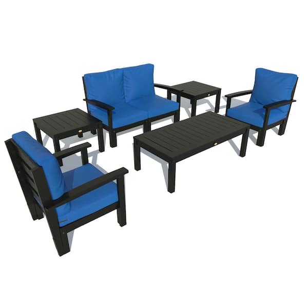 Highwood 6-Piece Plastic Outdoor Loveseat, Set of Chairs, Conversation Bespoke Deep Seating and 2 Side Tables with Cushions
