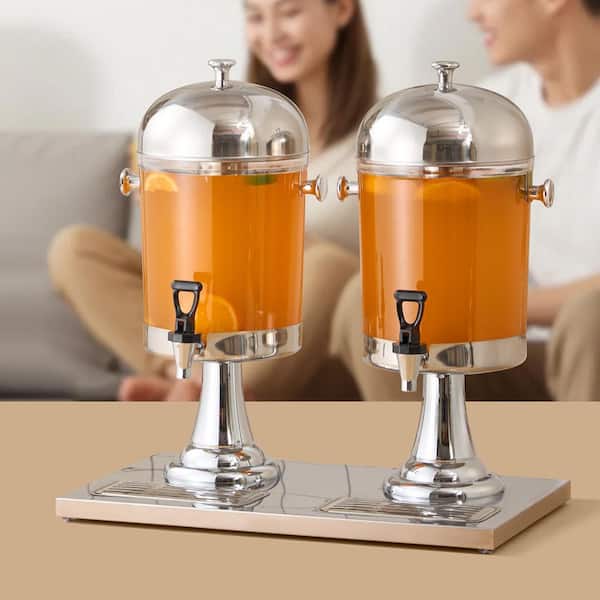 2.1 Gal. x 2 Beverage Dispenser for Parties, Ideal for Serving Iced Tea, Stainless Steel and Plastic Drink Dispensers