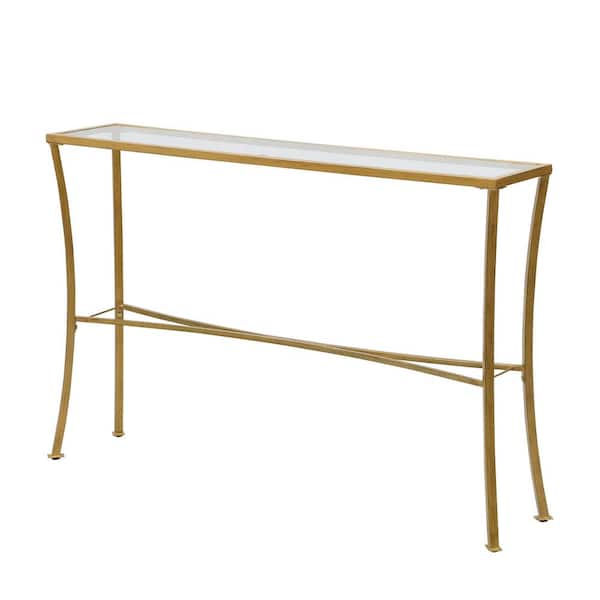Carolina Chair & Table Palin 48 in. Antique Gold 32 in. High Rectangle Glass Top Console Table