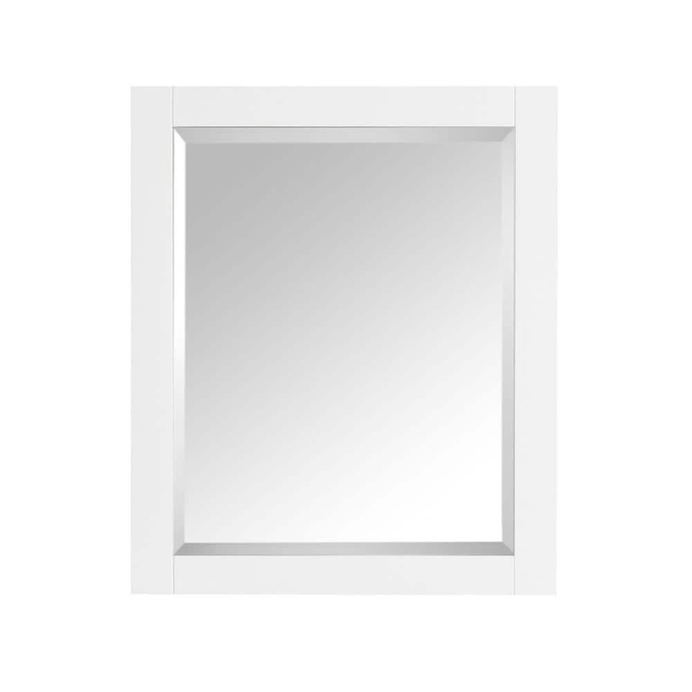 Transitional Rectangular 30" x 24" Beveled Wall Mirror in White