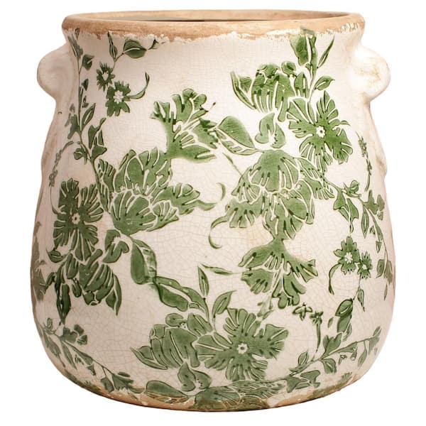 6.68" Rustic Farmhouse Ceramic Flower Pots with Drainage Hole for Indoor/Outdoor Decor