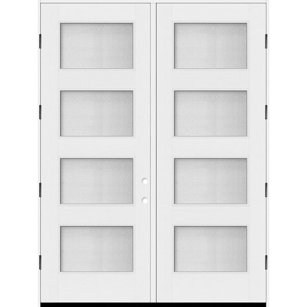 Palisade 72 in. x 96 in. 4L MicroGranite Impact Glass RHOS Unfinished Fiberglass Double Prehung Front Door w/ 4-9/16Jamb