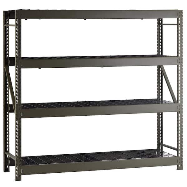 4-Shelf Metal Industrial Duty Freestanding Garage Storage Shelving Unit in Army Green (77 in. W x 72 in. H x 24 in. D)