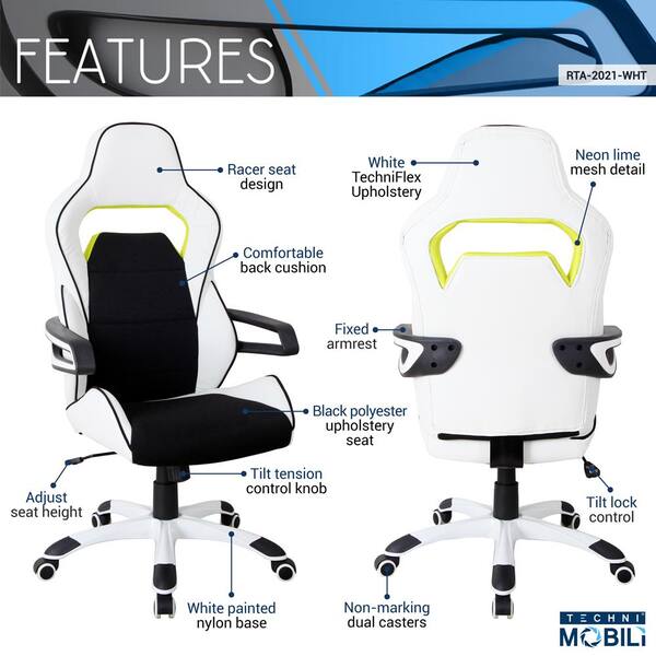 white fabric gaming chair