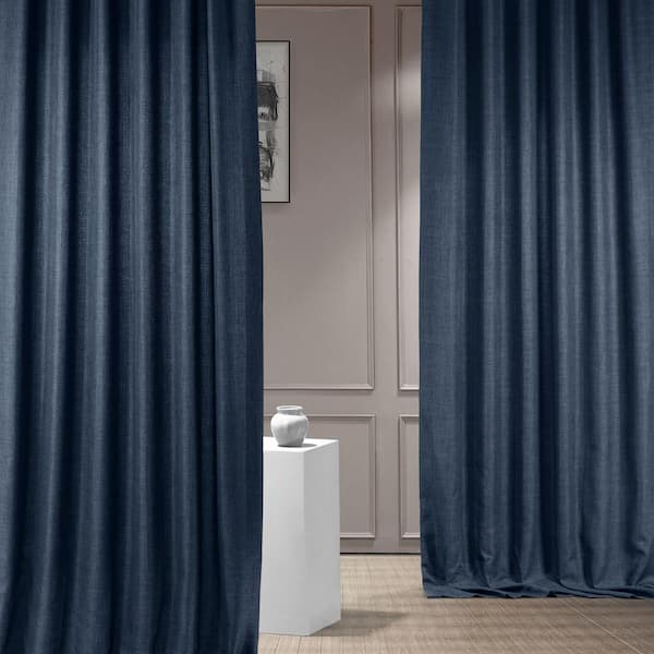 MISR Linen Panel Window/Door Cotton Velvet Lined Blackout Rod Pocket Curtain 