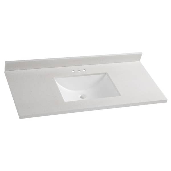 Glacier Bay 49 in. W x 22 in. D Solid Surface White Rectangular Single Sink Vanity Top in Titanium