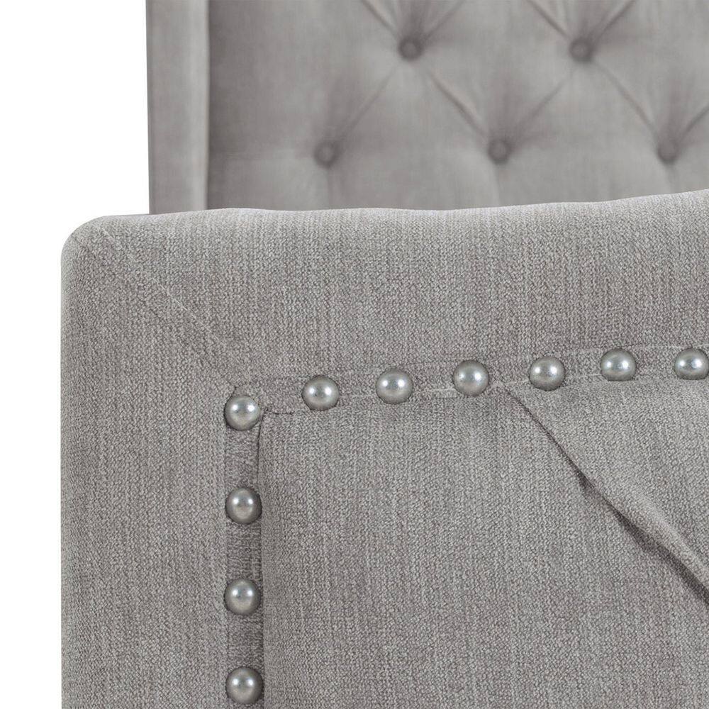 Marcella Queen Upholstered Bed with Tufted Headboard and Nailhead Trim, Silver Grey