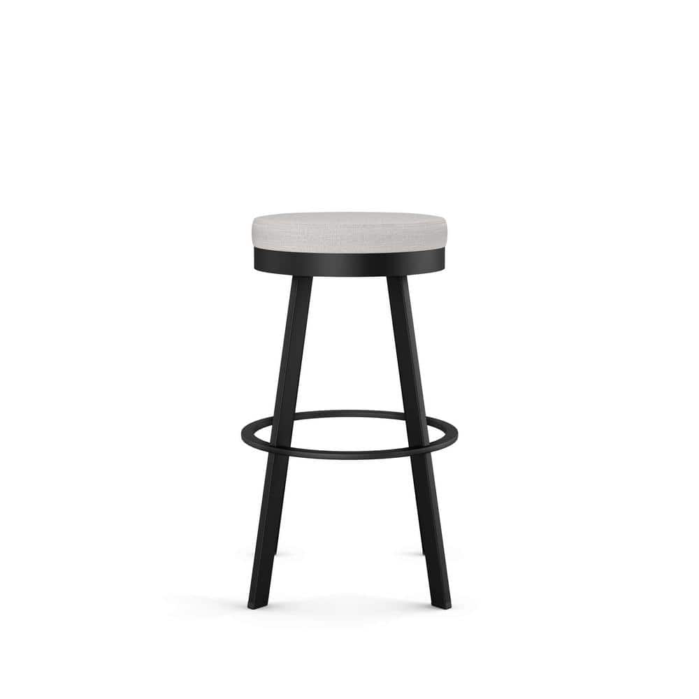 Swice Light Grey Polyester and Black Metal Swivel Counter Stool
