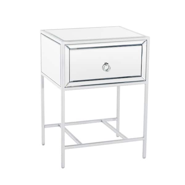 Noble House Inka Mirrored Single Drawer Side Table