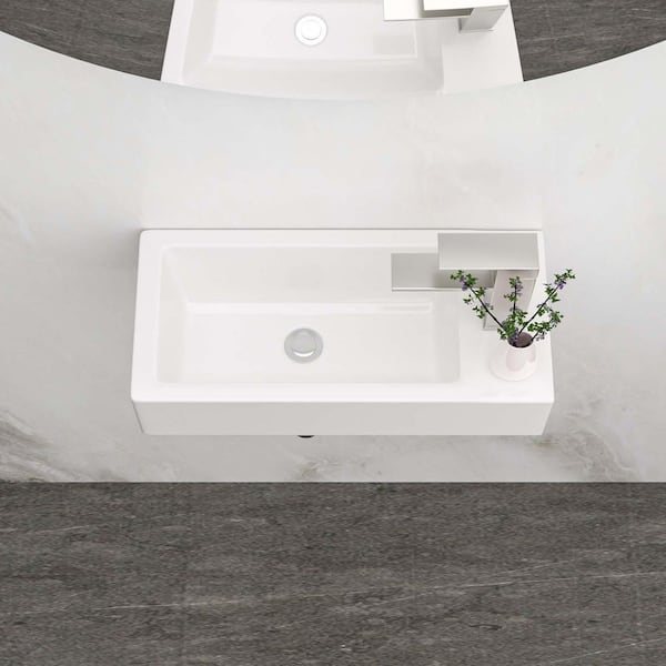 4 in. Wall-Mounted Rectangular Bathroom Sink White Ceramic, 14.57 x 7.28 in. Ceramic Rectangle Wall Mount Bathroom Sink