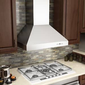 42 in. 700 CFM Ducted Vent Wall Mount Range Hood with Crown Molding in Stainless Steel