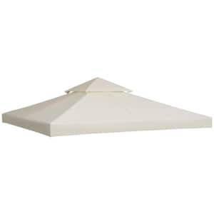 9.8x9.8 ft. Gazebo Canopy Replacement, 2-Tier Outdoor Gazebo Cover Top Roof w/Drainage Holes in Cream White (TOP ONLY)