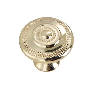 Bergen Deco Round Cabinet Knob, Polished Gold, 1-1/4", Single