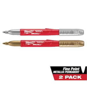 INKZALL Silver and Gold Fine Point Jobsite Permanent Markers (2-Pack)