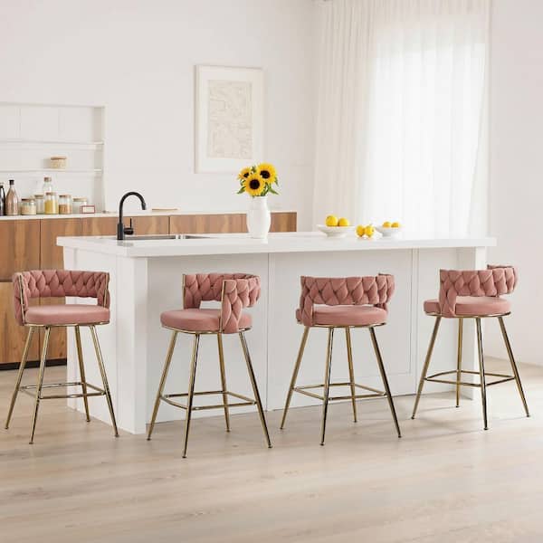 VECELO Braided Bar Stools Set Counter Height Kitchen