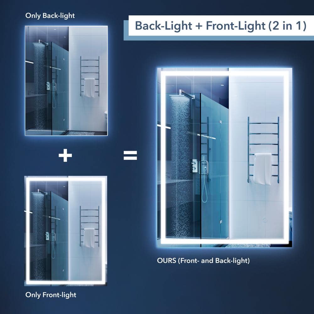 Pax 40" x 36" Polished Frameless LED Bathroom Vanity Mirror