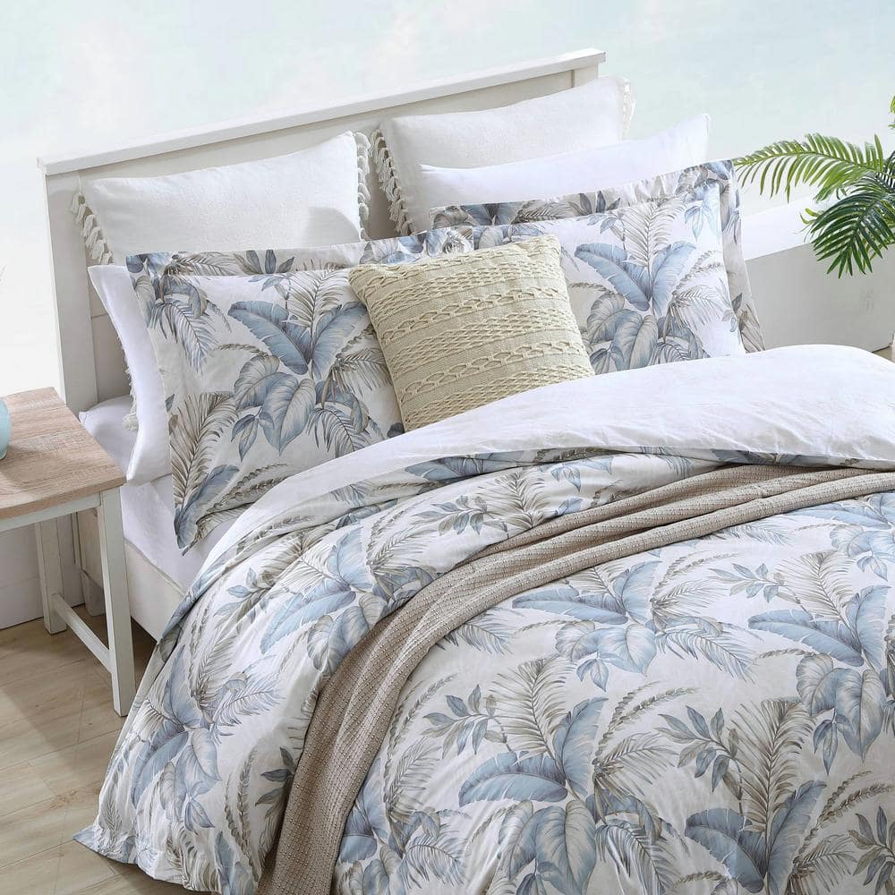 King Size Blue Cotton Tropical Marine Bedding Set