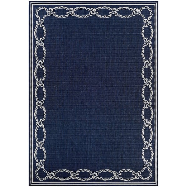 Recife Rope Knot Ivory-Indigo 8 ft. x 11 ft. Indoor/Outdoor Area Rug