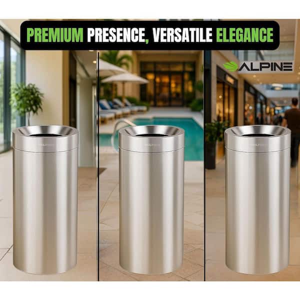 27 gal. Stainless Steel Open Top Commercial Recycling Bin Receptacle for Office, School, Home
