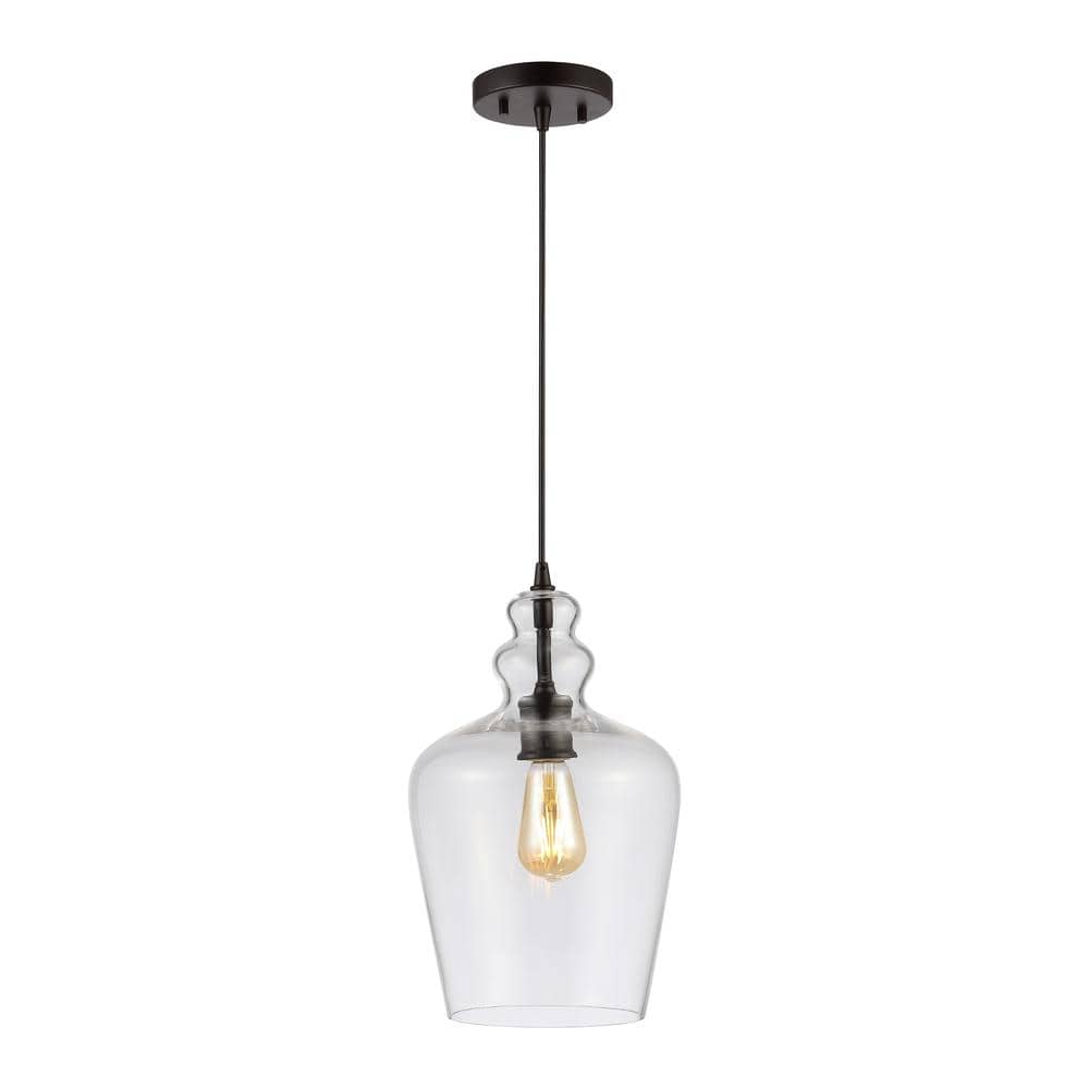 Catlen 19" Oil Rubbed Bronze Glass LED Pendant Light