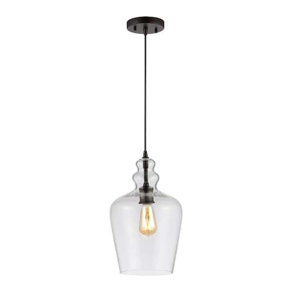 SAFAVIEH Catlen 4-Watt 1-Light Clear Pendant Light with glass Shade ...