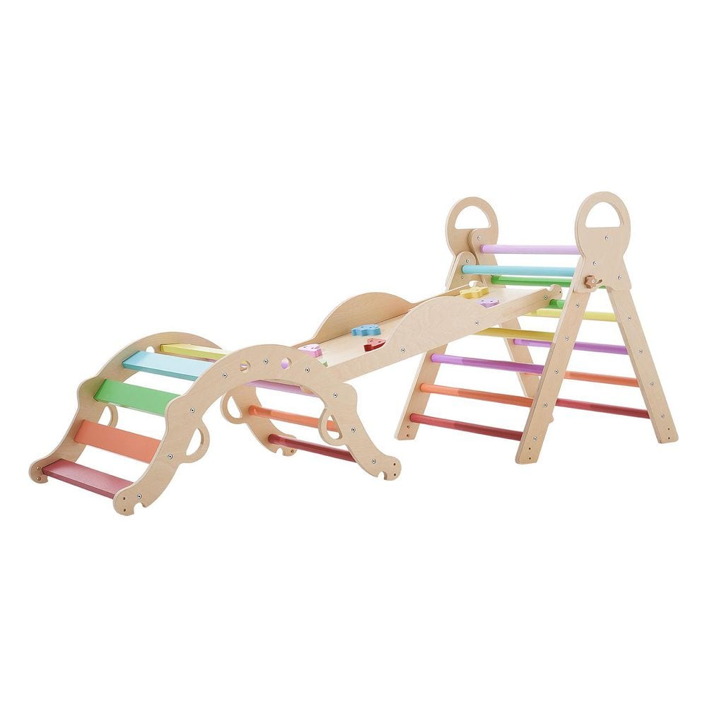9-in-1 Toddler Climbing Set Foldable Montessori Indoor Play Gym with Triangle Arch Ramp Cushion Xylophone 150lbs Rainbow price history on PriceWatchPro