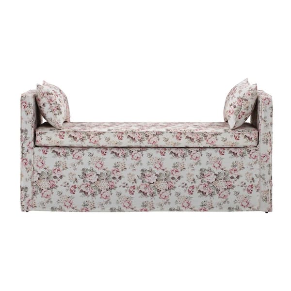 HomeRoots Amelia Red 52.8 in. 100% Linen Bedroom Bench Backless Upholstered