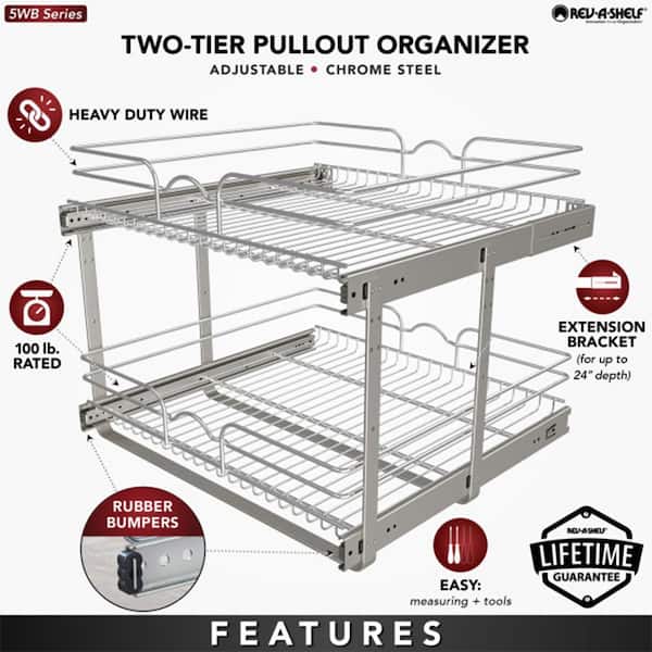 Rev-A-Shelf Two-Tier Pull-Out Baskets 20.75-in W x 19-in H 2-Tier Cabinet-mount  Metal Soft Close Pull-out Sliding Basket Kit in the Cabinet Organizers  department at