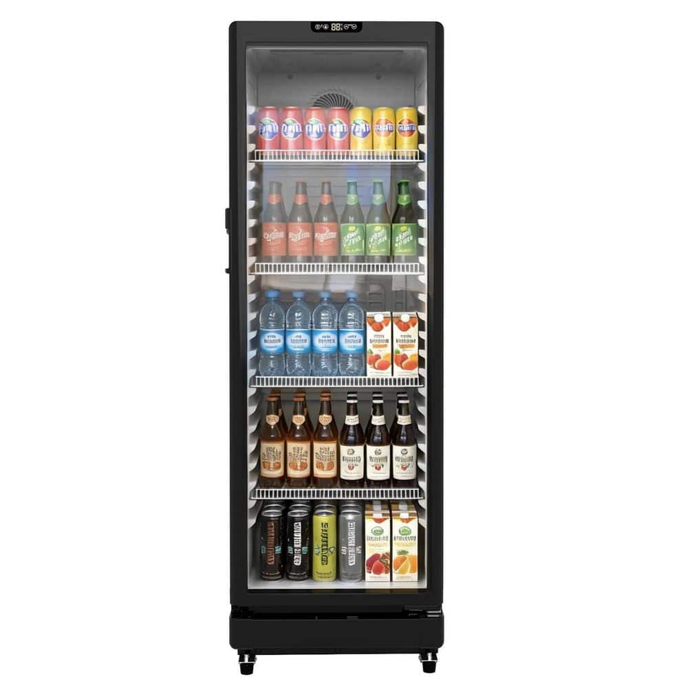 7 Cu. Ft. Commercial Beverage Refrigerator Upright Beverage Display Cooler in Black with Glass Door