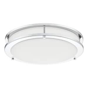 Flaxmere 14 in. Modern Chrome 3 CCT Integrated LED Flush Mount for Kitchens or Bedrooms