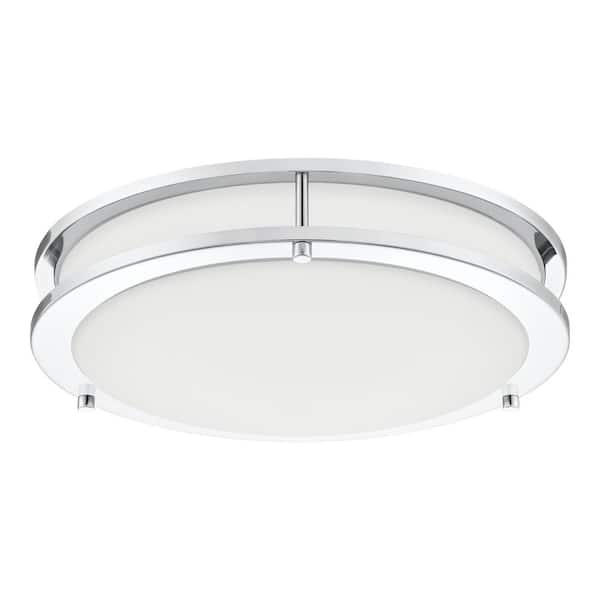 Hampton Bay Flaxmere 14 in. Modern Chrome 3 CCT Integrated LED Flush Mount for Kitchens or Bedrooms