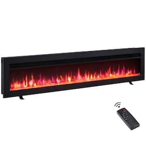 60 in. Freestanding and Wall Mounted Electric Fireplace with 9-Kinds of Flame Color