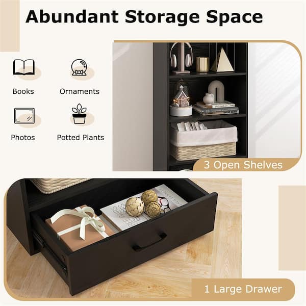 REGAL w21abh ダークブラウン　25cm Costway 24 in. Wide Black 3-Shelf Mordern Storage Bookcase