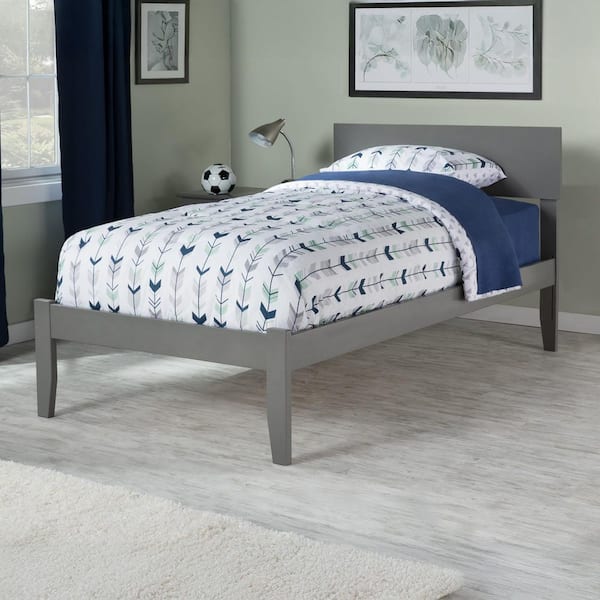 Orlando Twin Platform Bed with Open Foot Board in Grey