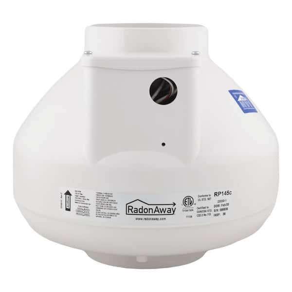 RadonAway RP145C 4 in. Inlet and Outlet Inline Radon Fan in White with 1.7 in. Maximum Operating Pressure